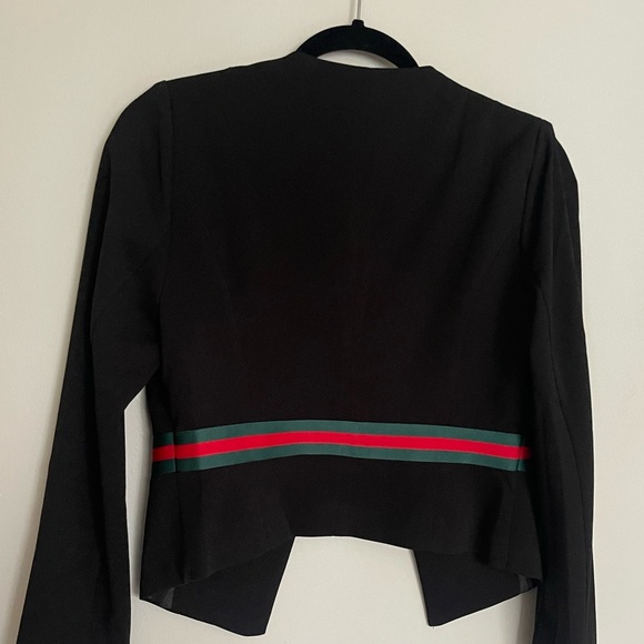 Inspired Black Blazer Red and Green Stripes - Picture 3 of 3